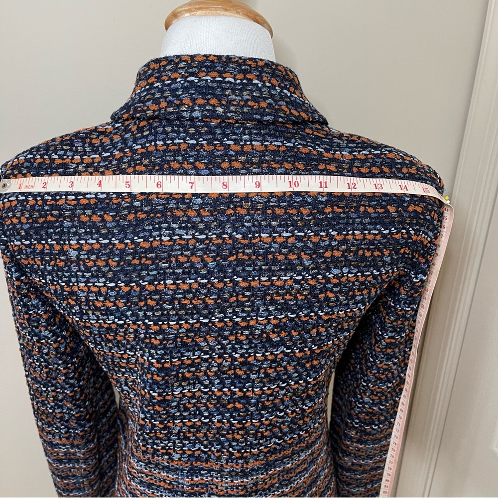 St. John Navy and Copper Tweed Blazer with Floral Scarf - Picture 13 of 15